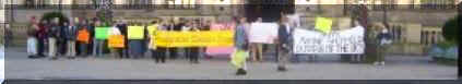 all the banners outside the town hall